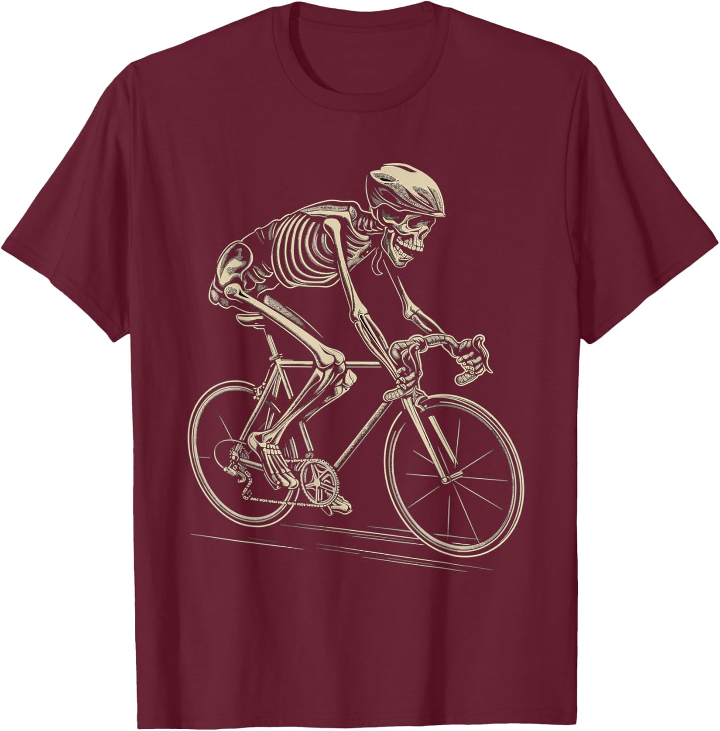 Skeleton Cycling Bike Halloween Bicycle Biking T-Shirt - T-Shirt | Maroon