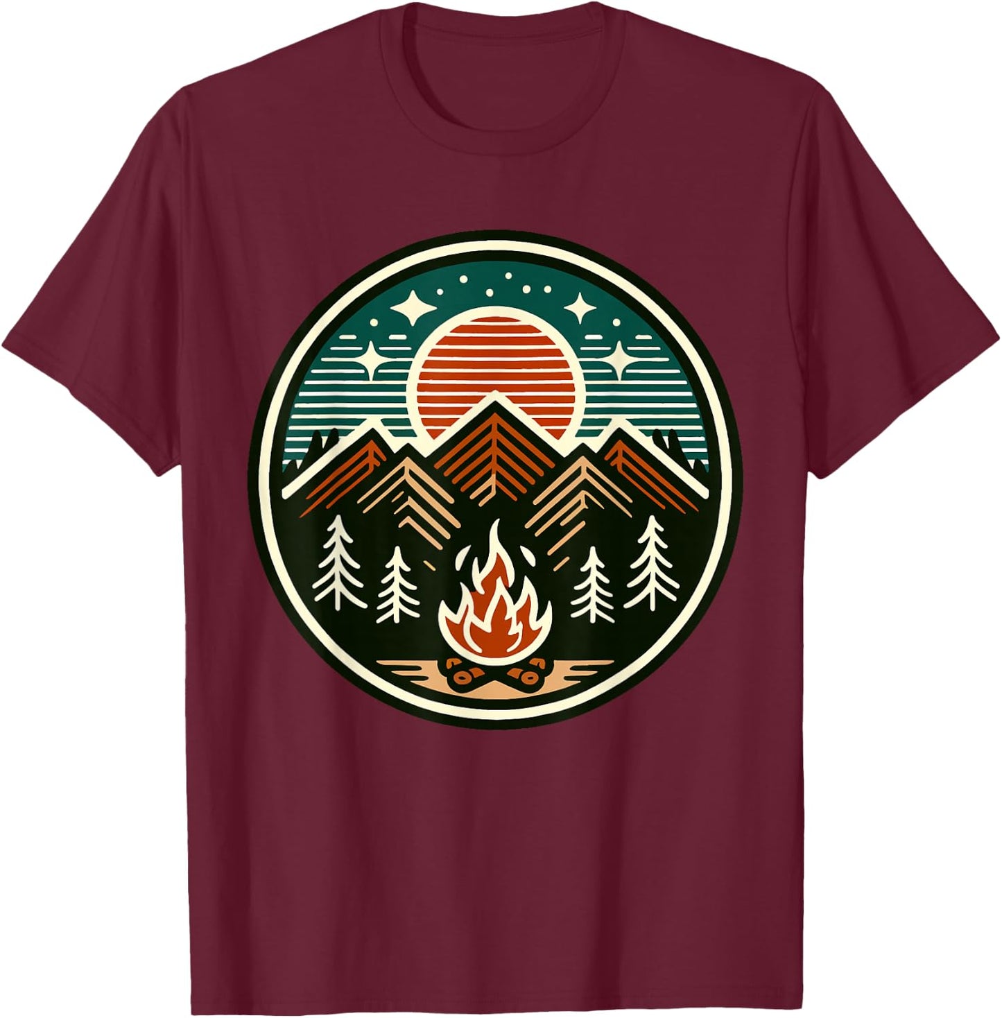 Retro Vintage Campfire Camping Camper Outdoor Camp Men Women T-Shirt - T-Shirt | Maroon