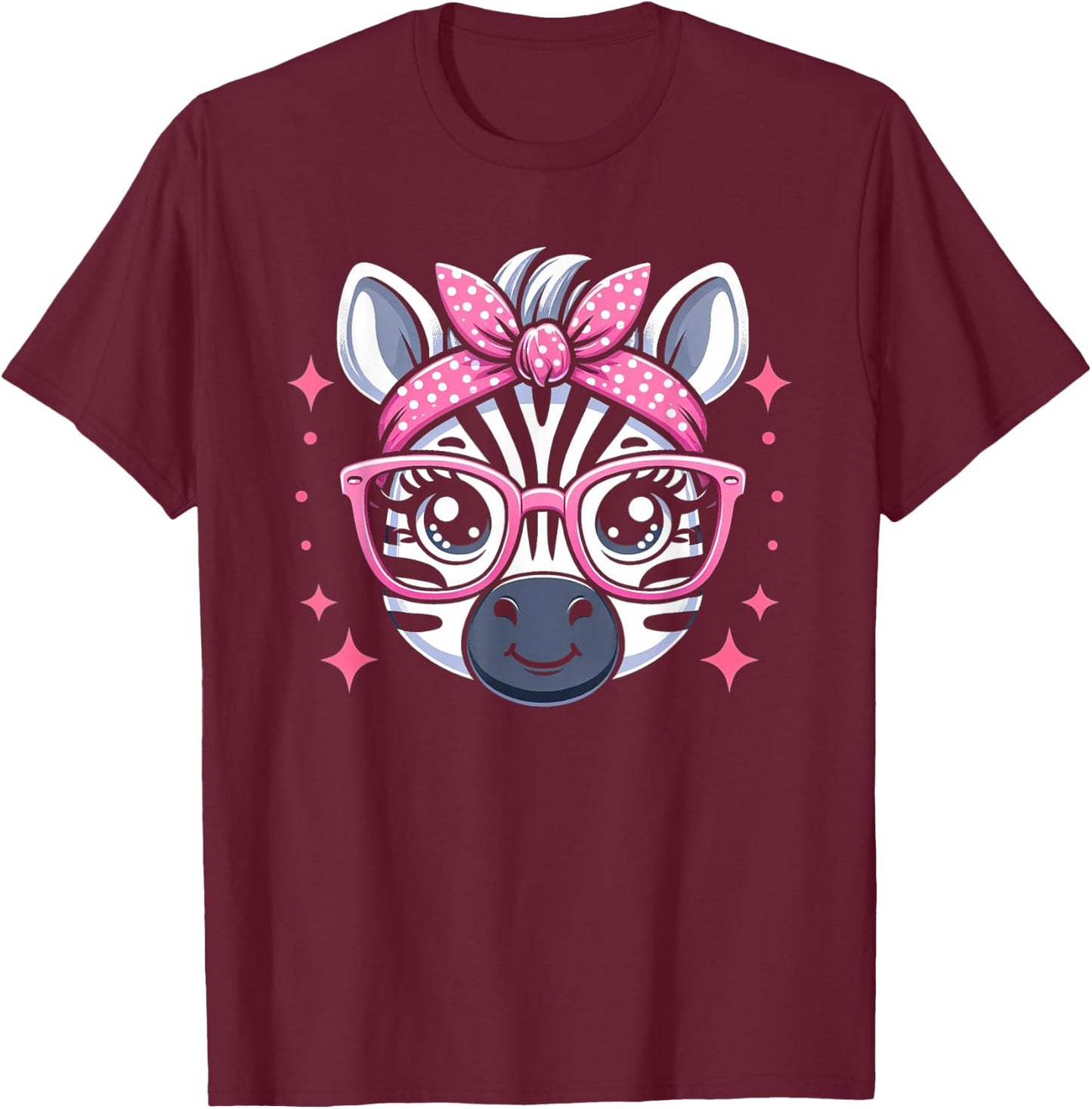 Zebra Pink Bandana Glasses T-Shirt - T-Shirt | Maroon