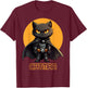 Superhero Cat, Catman, Funny Black Cat, Cat With Cape T-Shirt - T-Shirt | Maroon