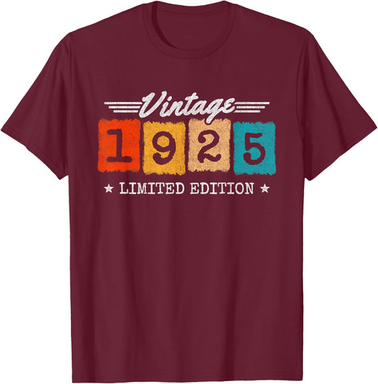 1925 Limited Edition - 1925 Birthday Year - Vintage 1925 T-Shirt - T-Shirt | Maroon