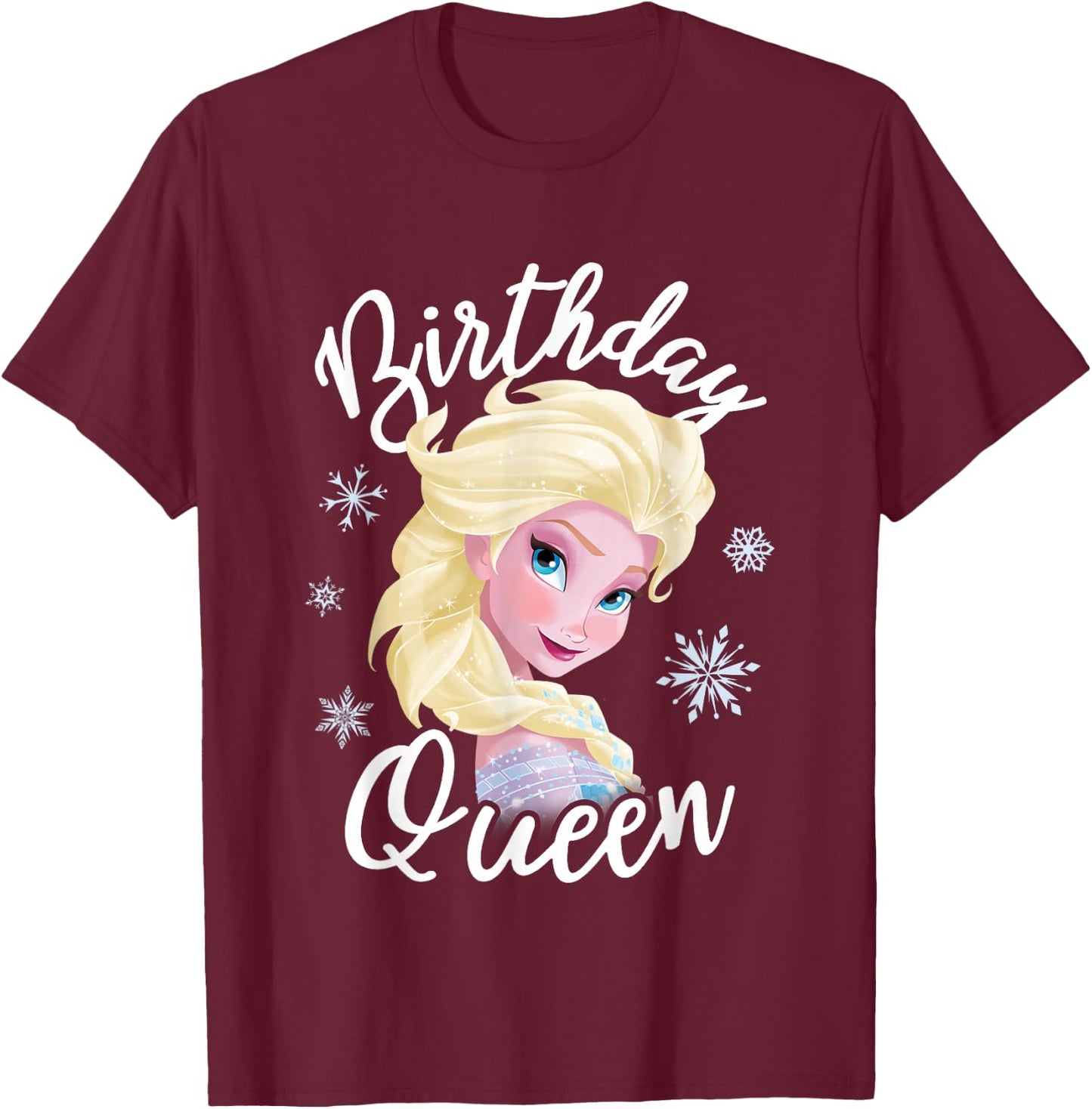 Disney Frozen Birthday Queen Elsa Big Chest Portrait T-Shirt - T-Shirt | Maroon