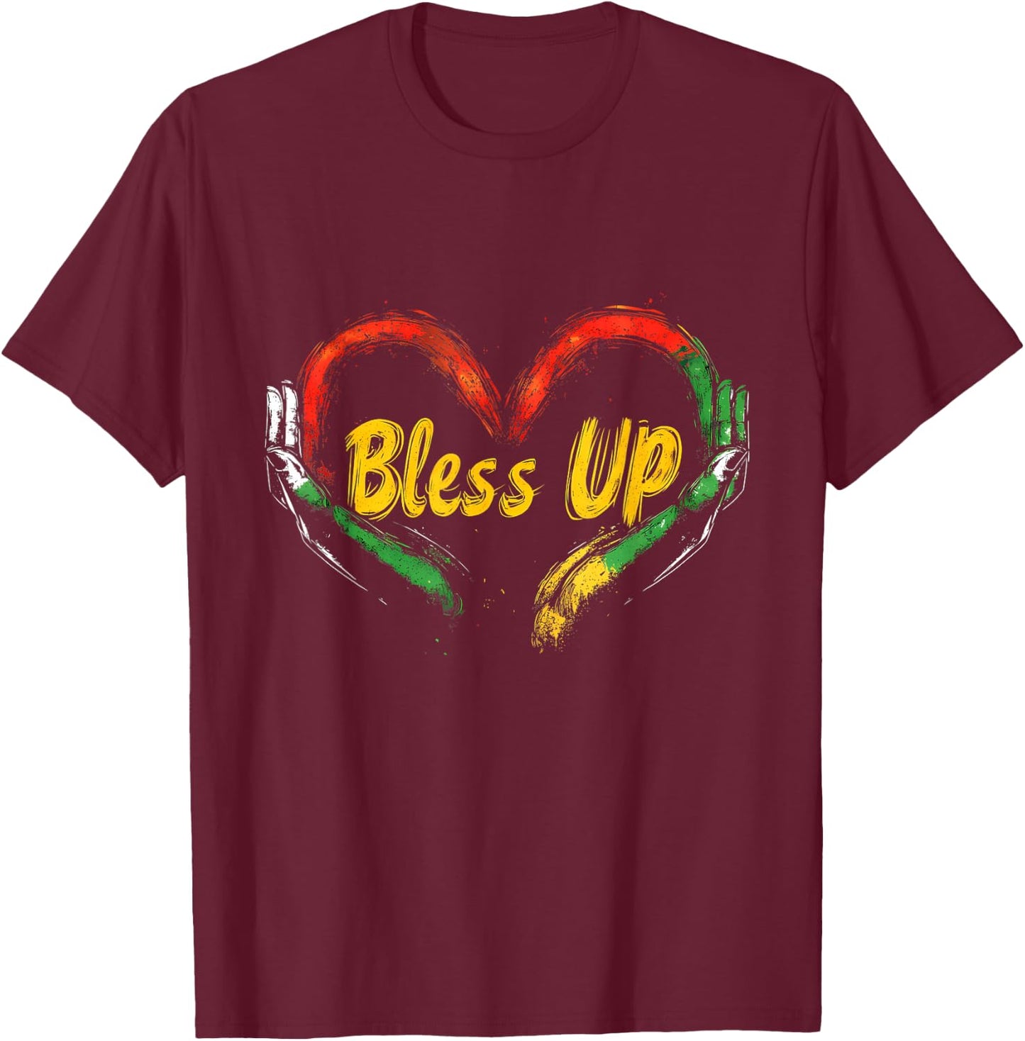 Hand Heart Reggae Rastafari Jamaican Roots Rasta T-Shirt - T-Shirt | Maroon