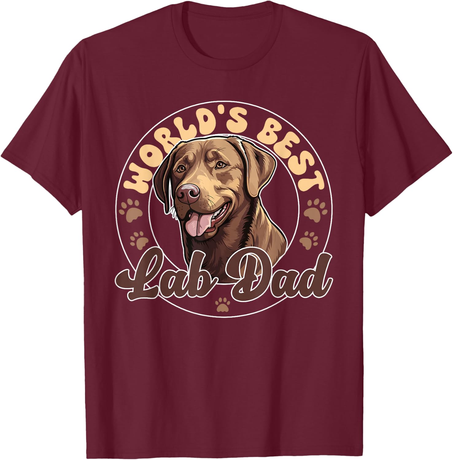 Chocolate Labrador Retirever Dog World's Best Lab Dad T-Shirt - T-Shirt | Maroon
