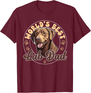 Chocolate Labrador Retirever Dog World's Best Lab Dad T-Shirt - T-Shirt | Maroon