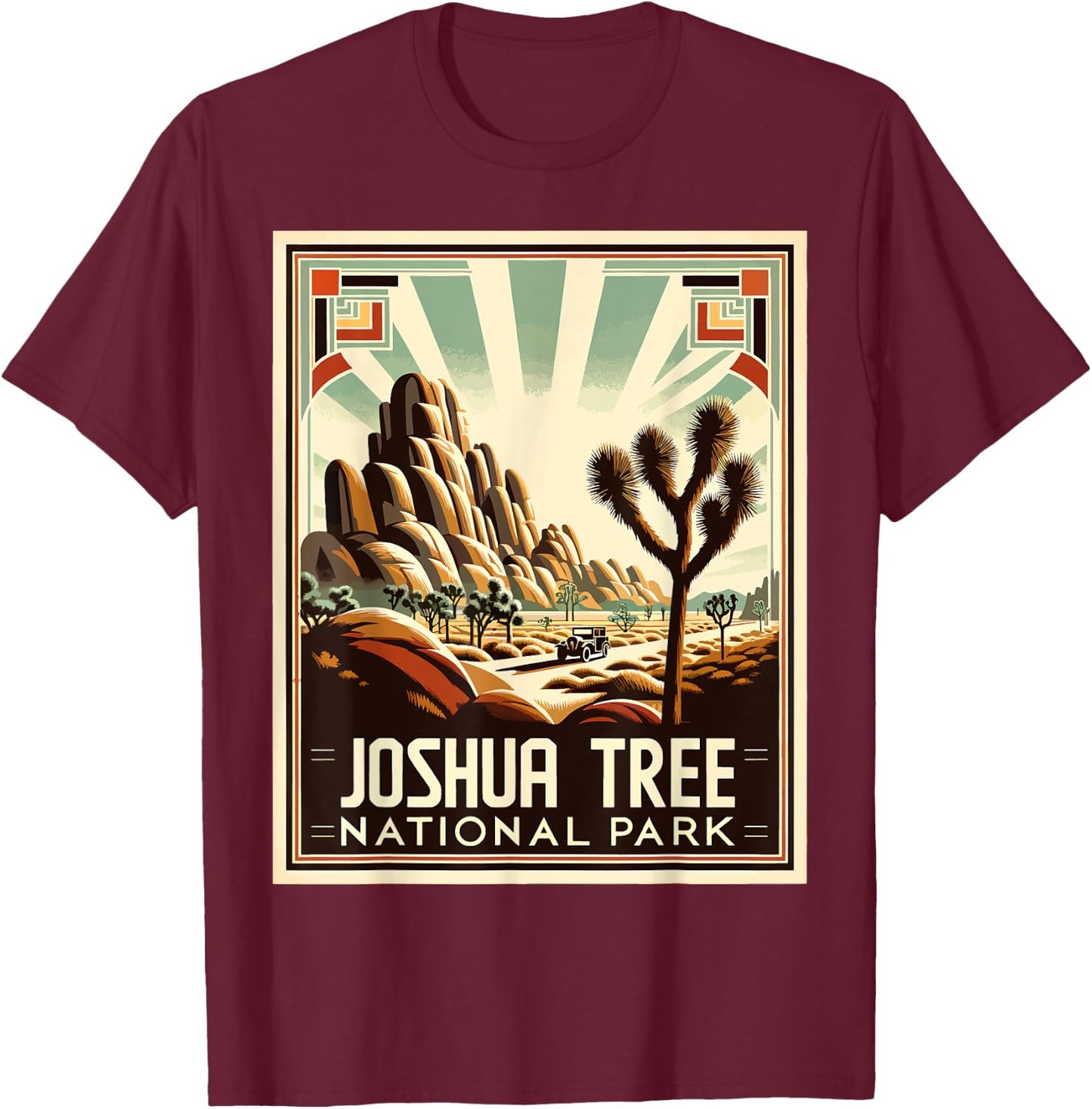 Joshua Tree National Park Vintage Hiking Camping Outdoor T-Shirt - T-Shirt | Maroon