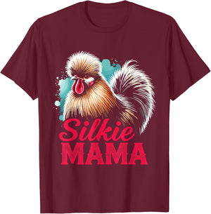 Silkie Chicken Silkie Mama Silky Chicken Owner Mothers Day T-Shirt - T-Shirt | Maroon