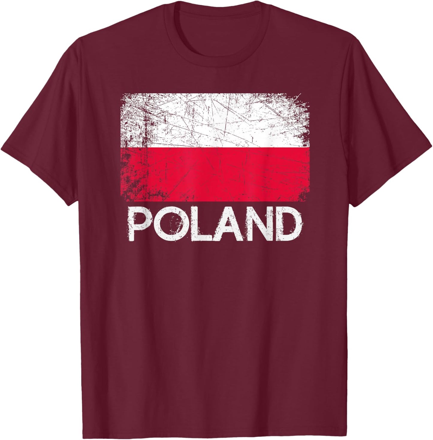 Polish Flag | Vintage Made In Poland Polska Gift T-Shirt - T-Shirt | Maroon