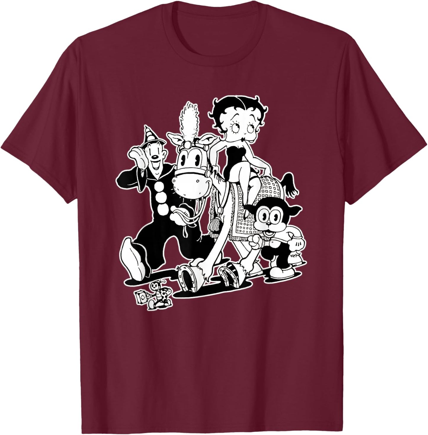 Koko the Clown Bimbo Betty Vintage Crew Cartoon T-Shirt - T-Shirt | Maroon