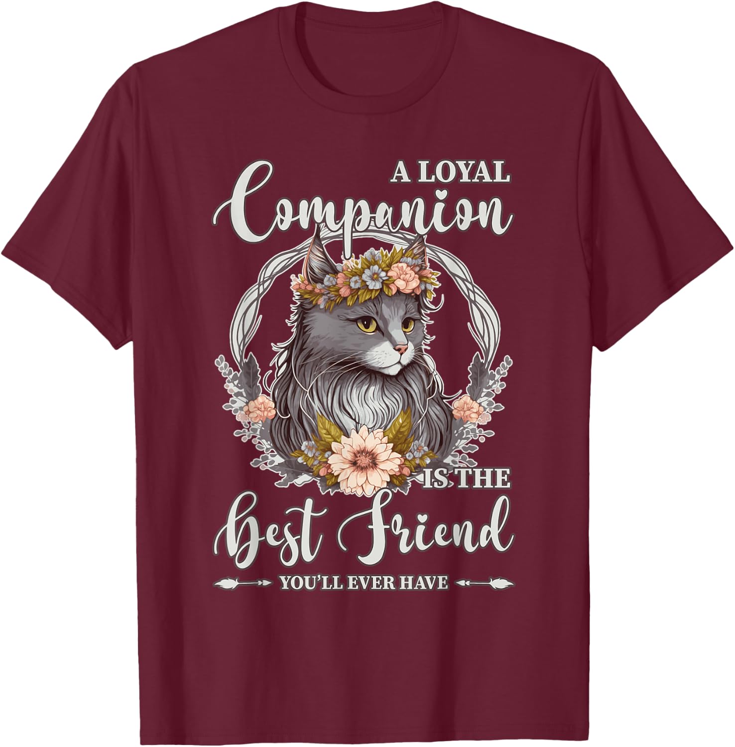 Cute Flower Crown Cat Pet Lover Quotes Fur Parent Men Women Kids T-Shirt - T-Shirt | Maroon