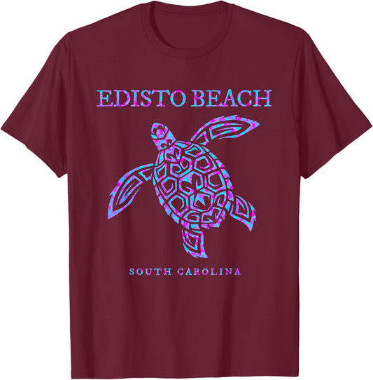 Edisto Beach South Carolina Sea Turtle Beach Vacation T-Shirt - T-Shirt | Maroon