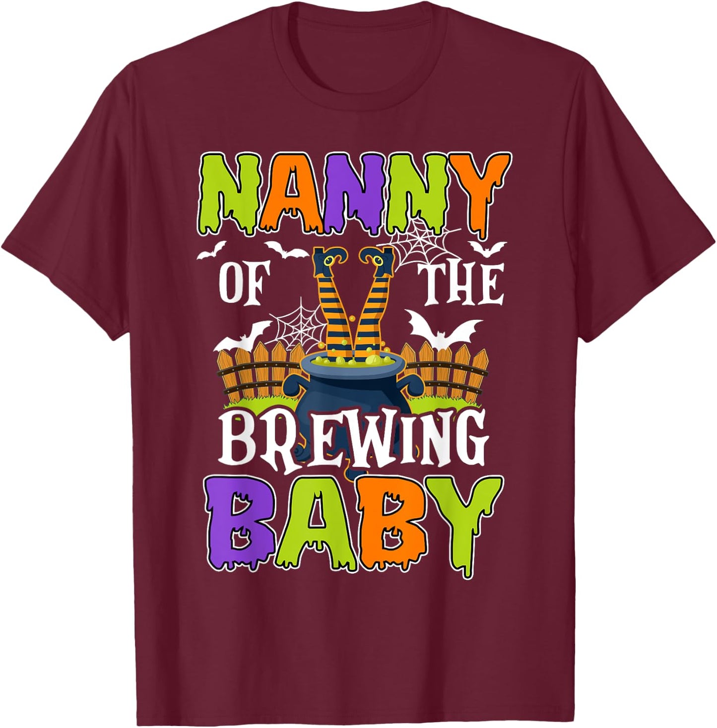 Nanny Of The Brewing Baby Halloween Witch Baby Funny T-Shirt - T-Shirt | Maroon