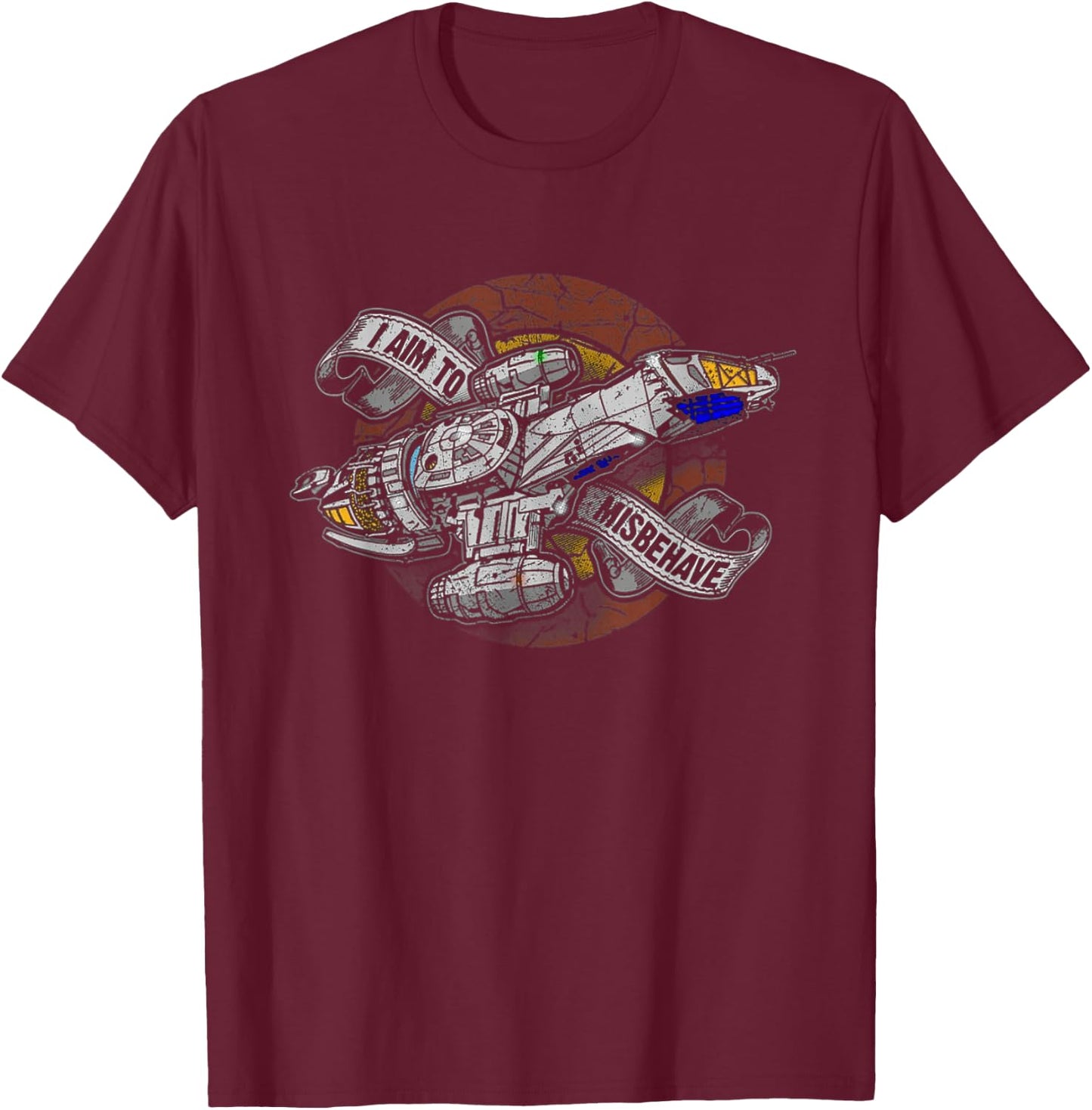 I Aim To Misbehave Retro Ship Works T-Shirt - T-Shirt | Maroon