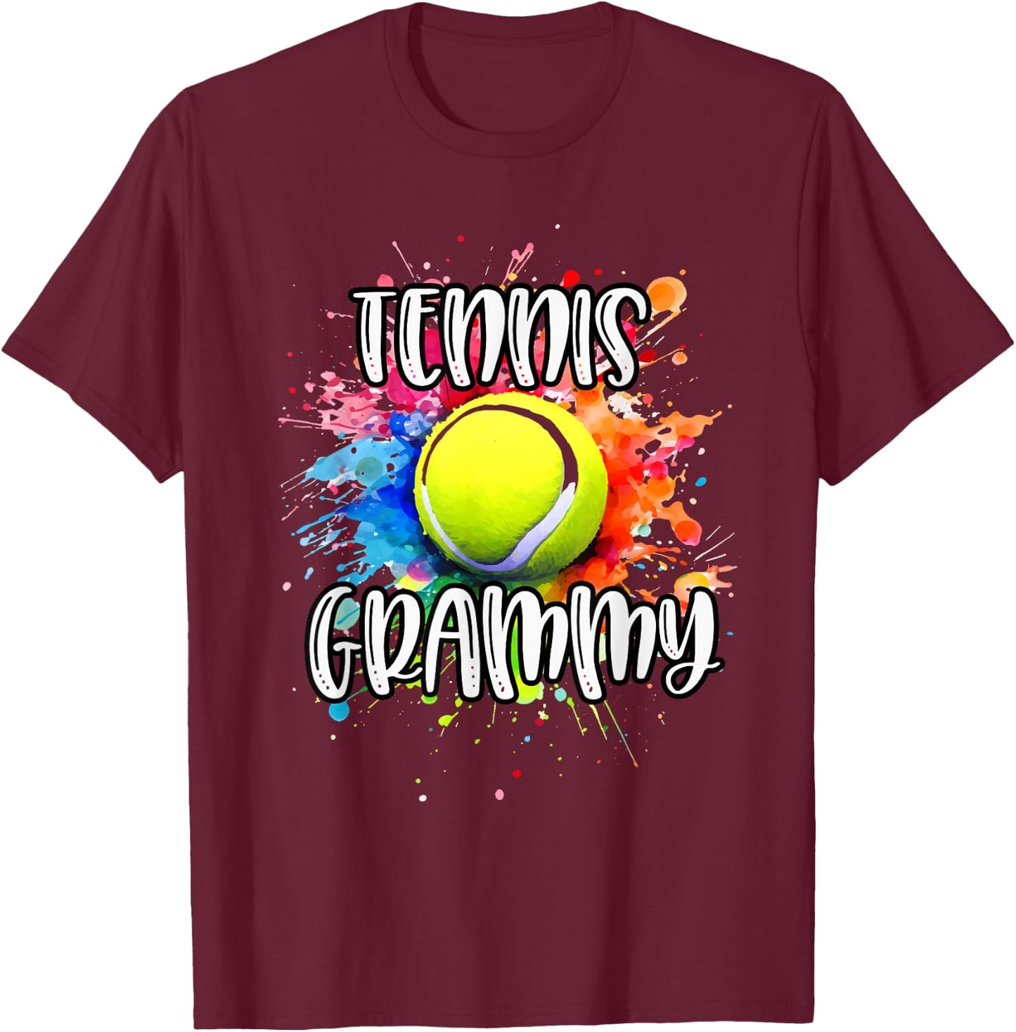 Tennis GRAMMY Tennis Ball Graphic Shirt Colorful Splash T-Shirt - T-Shirt | Maroon
