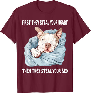 Pitbull Sleeping Pajamas Nightgown T-Shirt - T-Shirt | Maroon