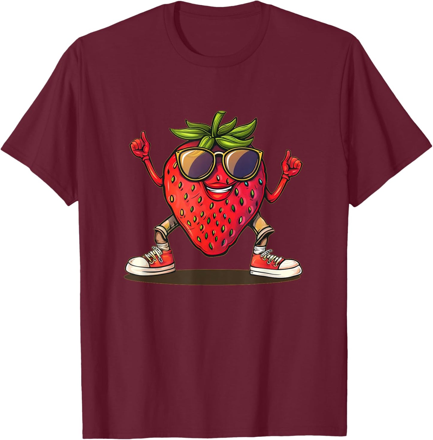Partying Strawberry Costume for Boys and Girls T-Shirt - T-Shirt | Maroon
