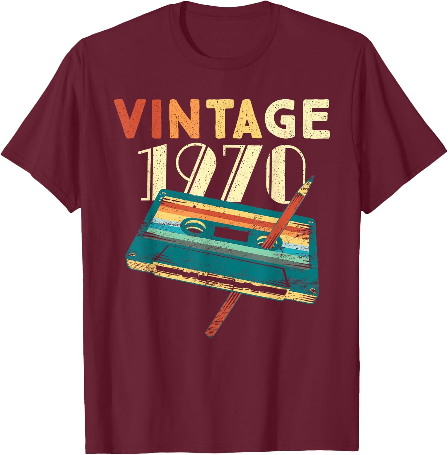 55 Years Old Gifts Vintage 1970 Music Cassette 55th Birthday T-Shirt - T-Shirt | Maroon