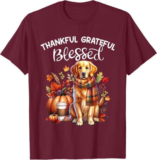 Golden Retriever Dog pumpkin spice Happy Fall Yall autumn T-Shirt - T-Shirt | Maroon