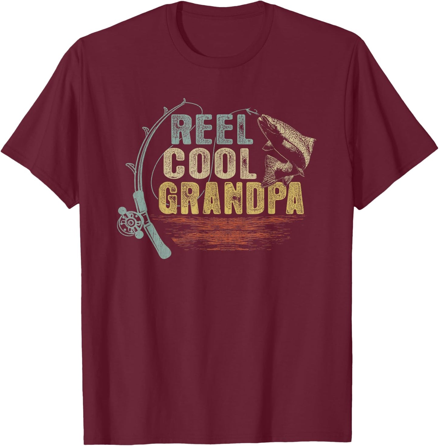 Funny Fishing Vintage Reel Cool Grandpa T-Shirt - T-Shirt | Maroon