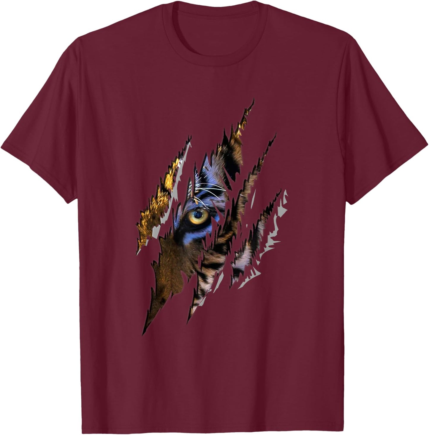 Tiger Eye Claw Funny Genus Panther Felidae Cat Lover Novelty Women Kids T-Shirt - T-Shirt | Maroon