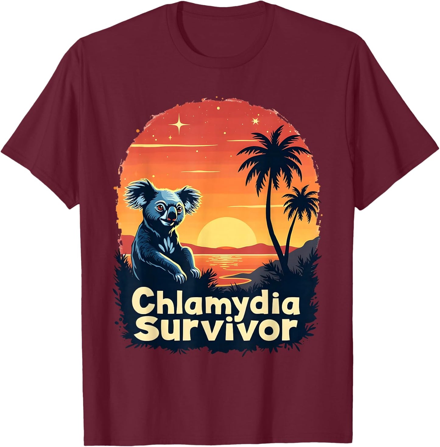 Chlamydia Survivor Funny Adult Joke Retro Vintage Koala Men T-Shirt - T-Shirt | Maroon