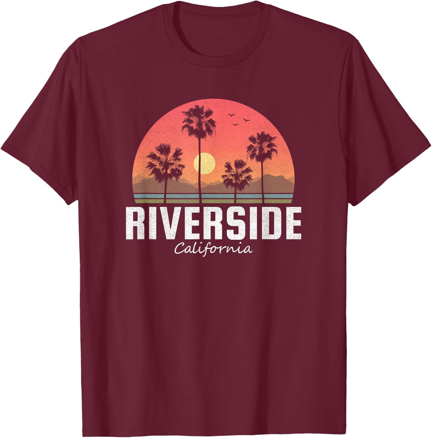 Riverside T Shirt Women Men Kids California Retro Sunset T-Shirt - T-Shirt | Maroon