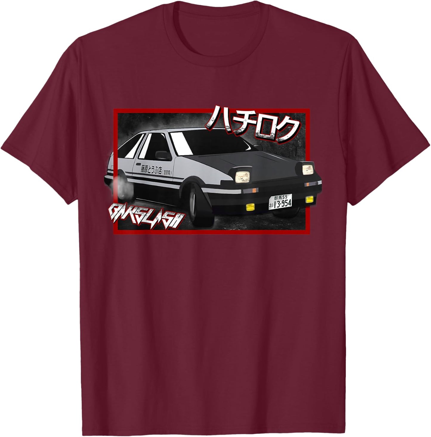 JDM Drift Anime Manga Car Hachiroku T-Shirt - T-Shirt | Maroon