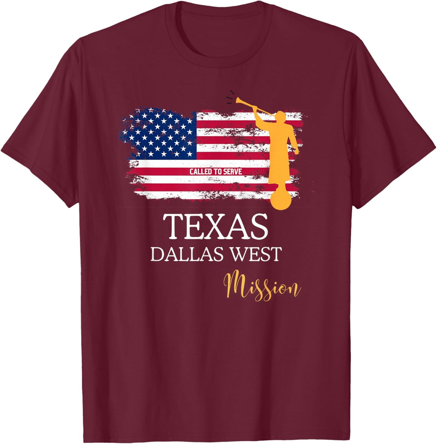 Texas Dallas West Mormon LDS Mission Missionary Missionary T-Shirt - T-Shirt | Maroon