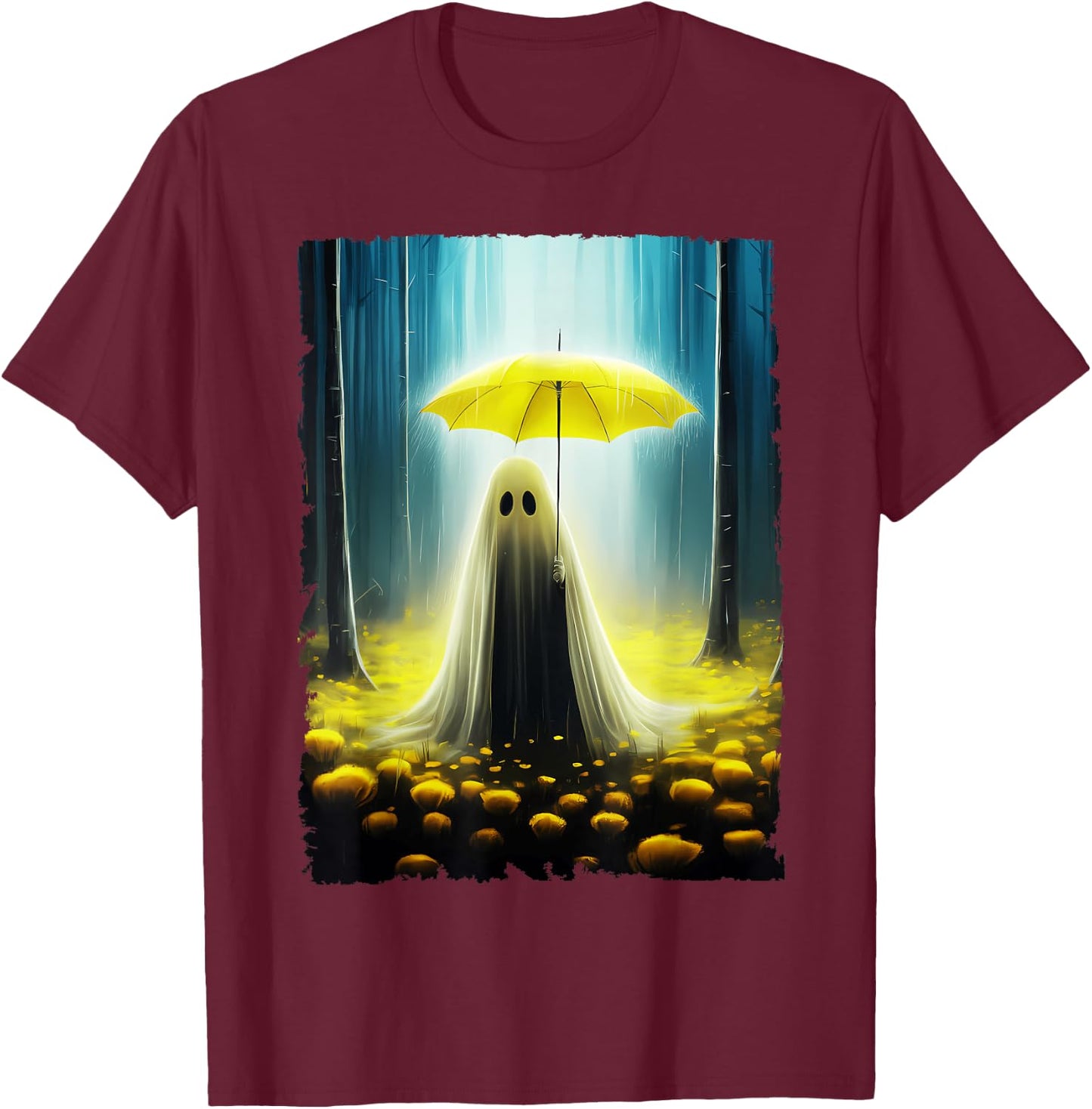 Vintage Floral Ghost Halloween Costume Gothic Ghost Spooky T-Shirt - T-Shirt | Maroon
