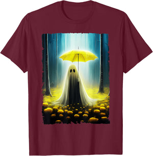 Vintage Floral Ghost Halloween Costume Gothic Ghost Spooky T-Shirt - T-Shirt | Maroon