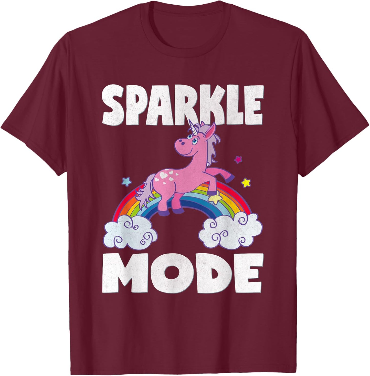 Sparkle Mode Unicorns Magic Sparkle Rainbow Unicorn T-Shirt - T-Shirt | Maroon