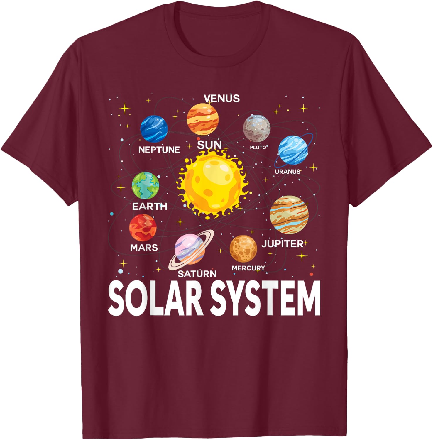 Solar System Planets Science Space Boys Girls STEM Kids T-Shirt - T-Shirt | Maroon