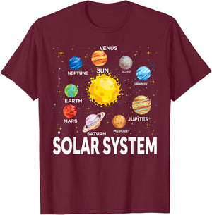 Solar System Planets Science Space Boys Girls STEM Kids T-Shirt - T-Shirt | Maroon