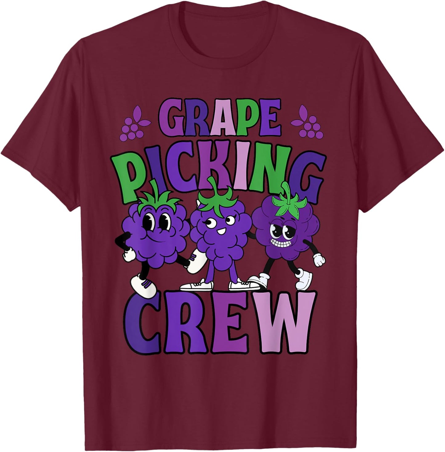 Funny Grape Picking Squad Crew Shirts Custom for Kids 2025 T-Shirt - T-Shirt | Maroon