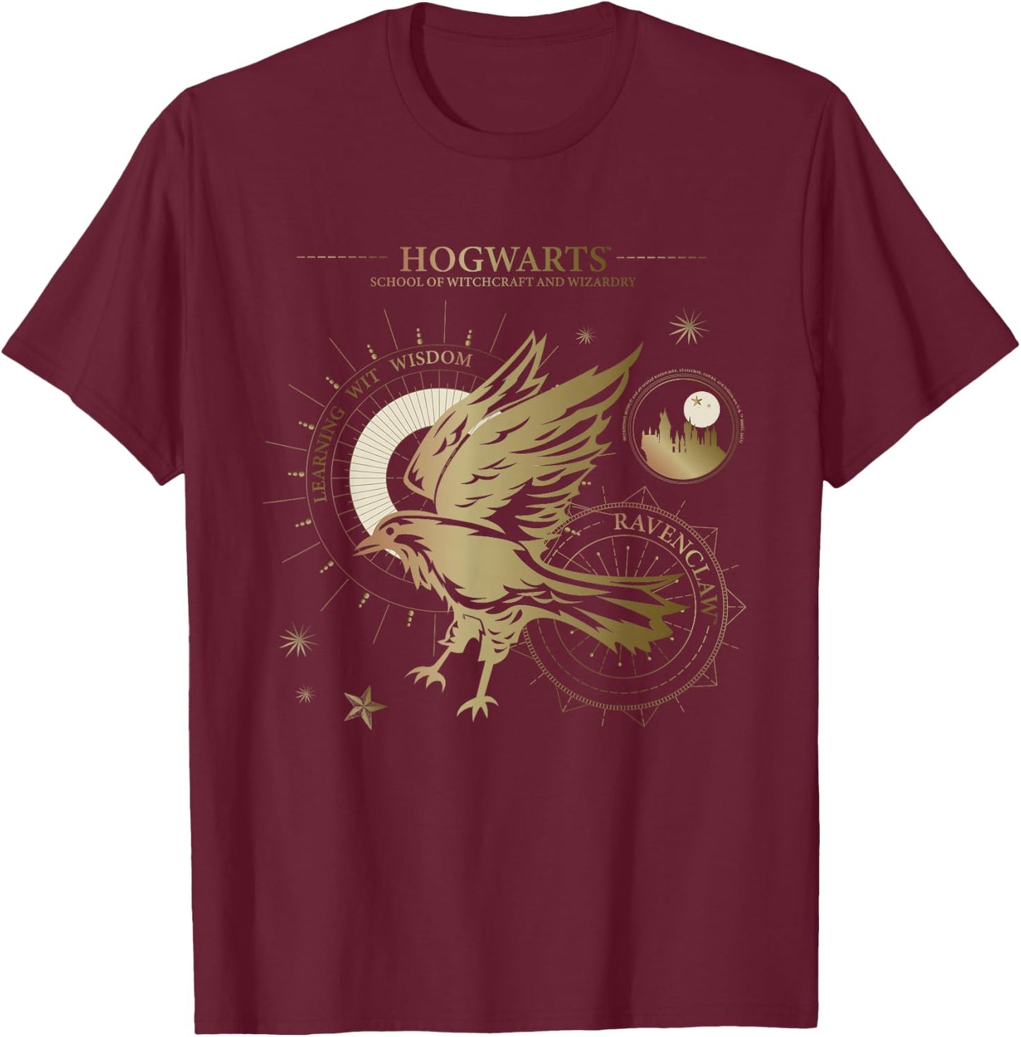 Popfunk Harry Potter Learning, Wit, Wisdom, Ravenclaw -Adults, Kids Blue Short Sleeve T-Shirt - T-Shirt | Maroon
