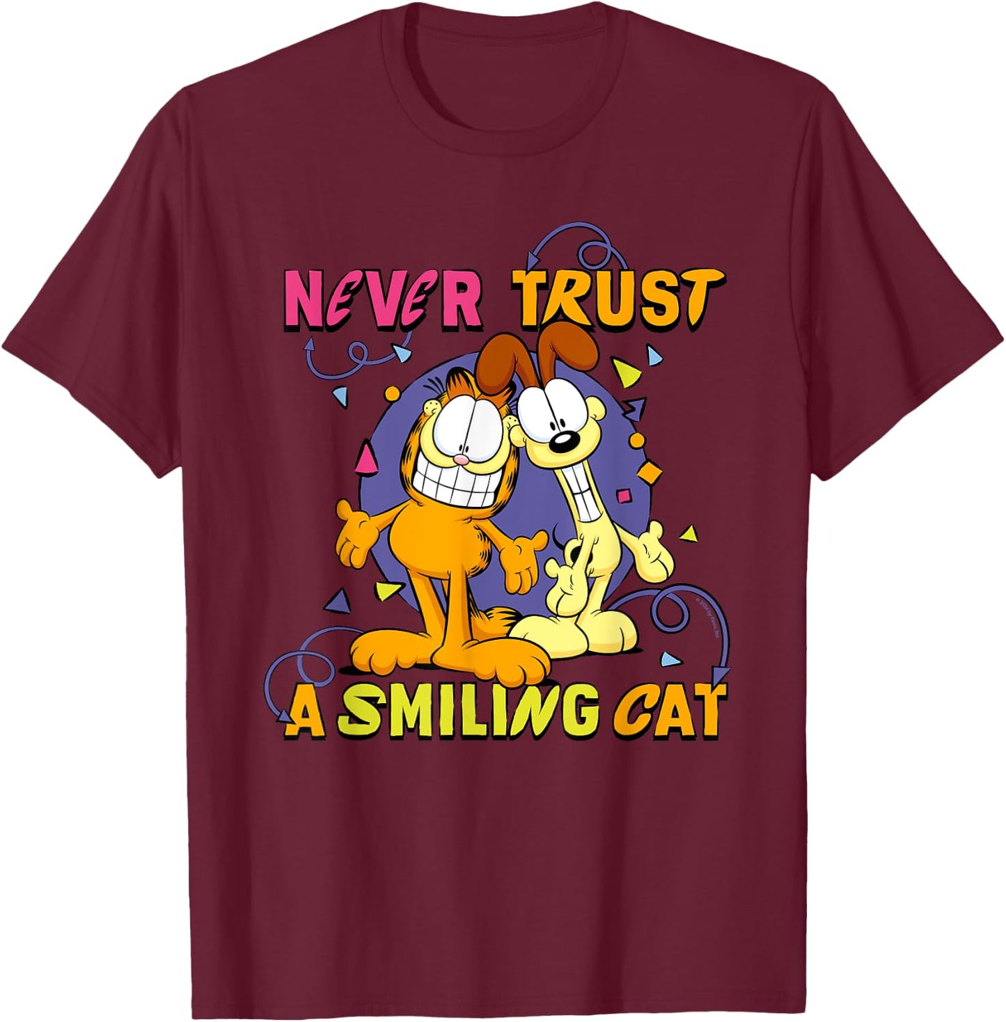 Garfield And Odie Never Trust A Smiling Cat Men Women Kids T-Shirt - T-Shirt | Maroon