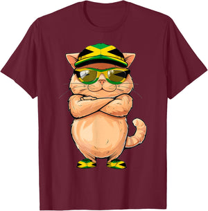 Jamaican Flag Cat Mom Souvenirs Products Kitten Jamaica T-Shirt - T-Shirt | Maroon