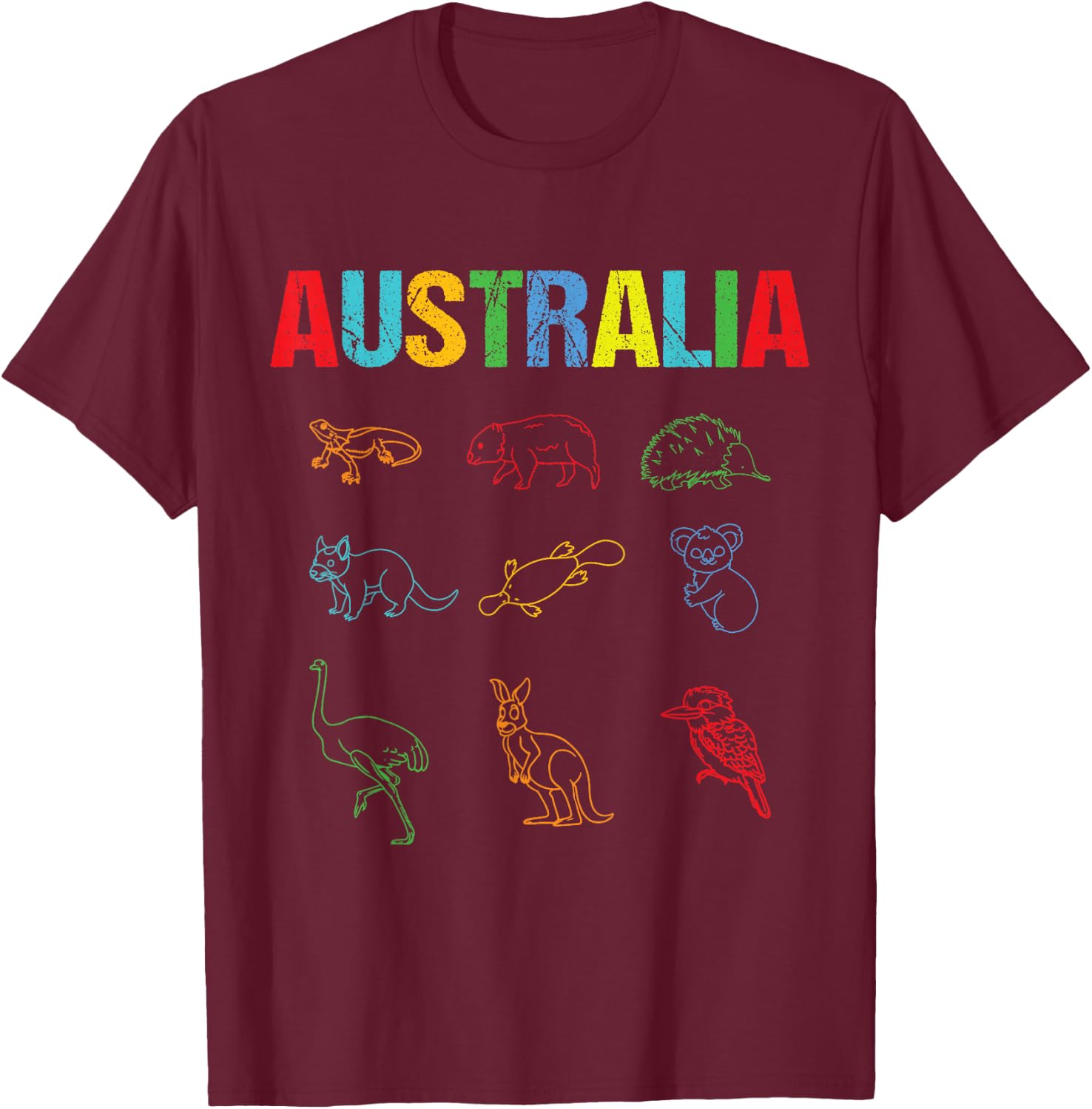 Animals Of Australia Australia Day Australian Kangaroo T-Shirt - T-Shirt | Maroon