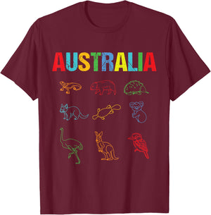 Animals Of Australia Australia Day Australian Kangaroo T-Shirt - T-Shirt | Maroon