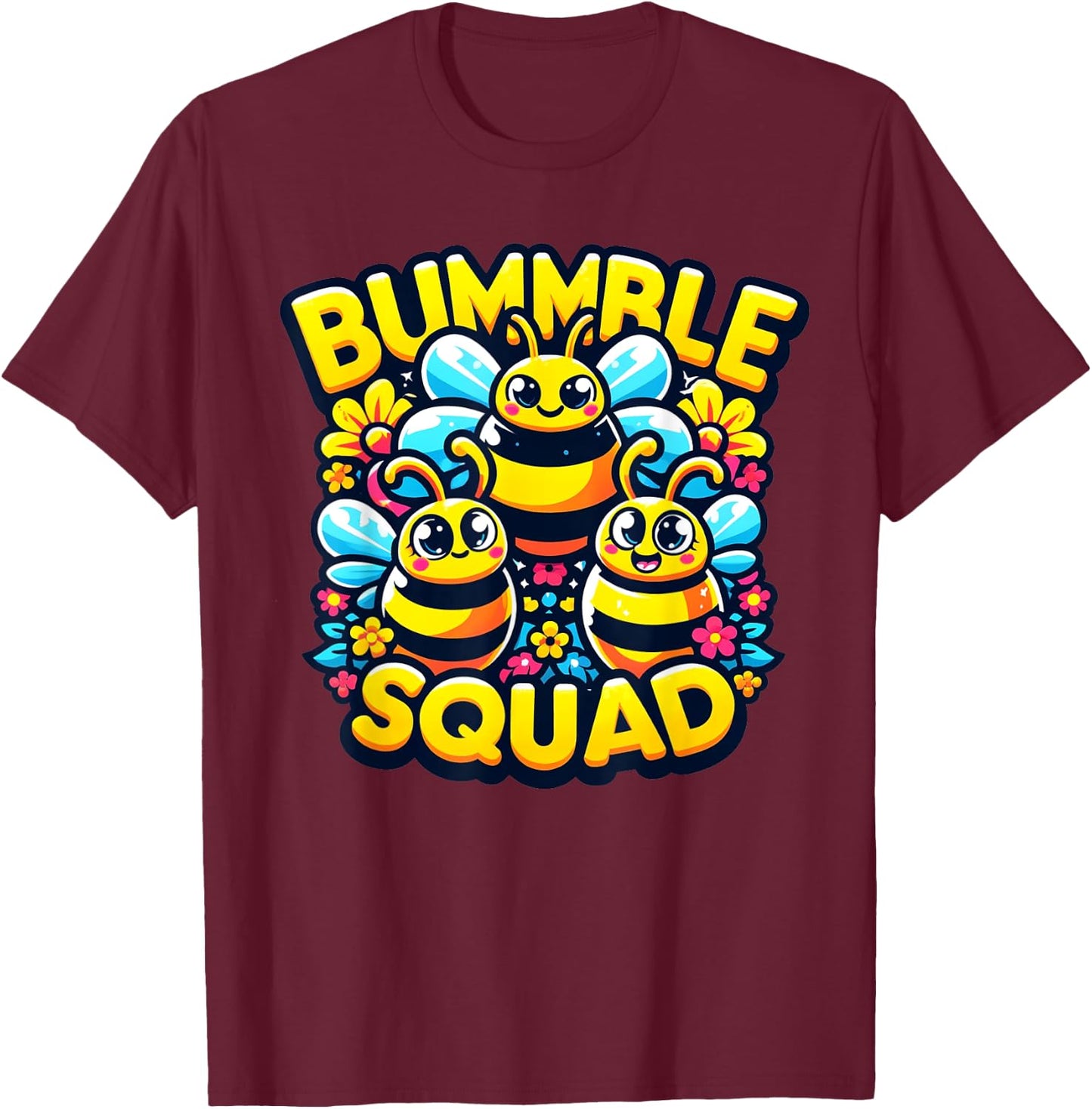 Bumble Bee Squad Funny Bumblebee Friends Team Men Women Kids T-Shirt - T-Shirt | Maroon