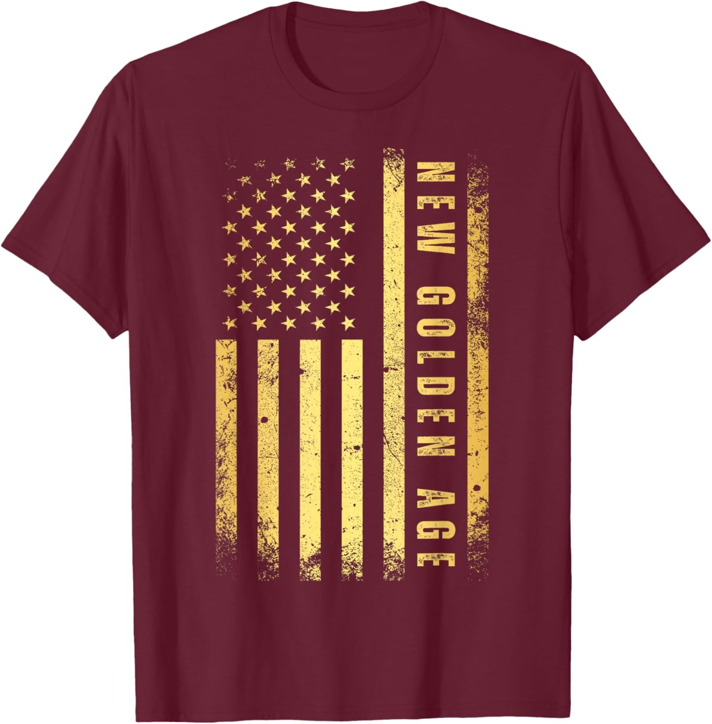 Golden Color USA Flag 47th President One Big Beautiful Bill T-Shirt - T-Shirt | Maroon