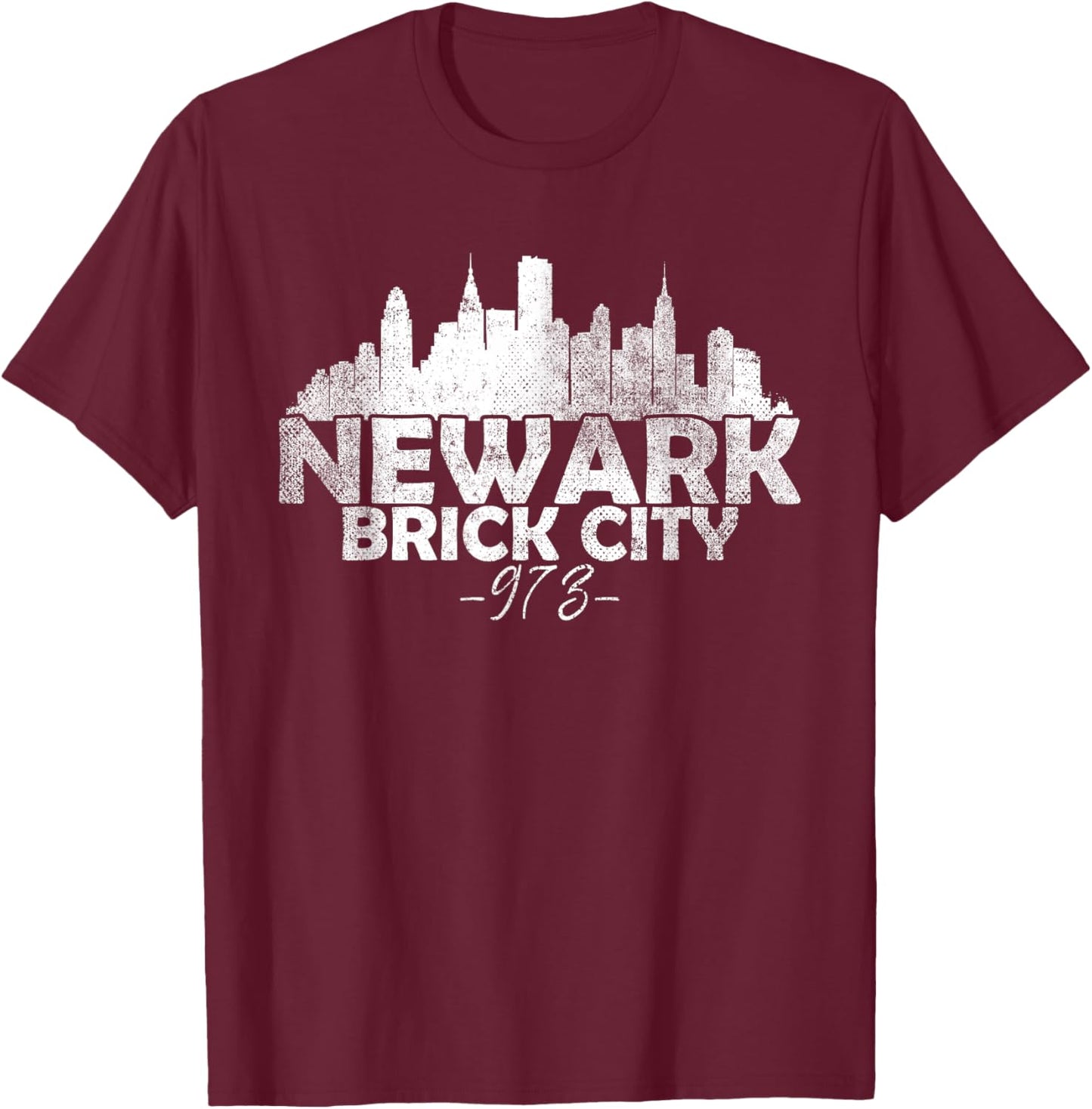 Newark New Jersey NJ | Brick City Skyline T-Shirt - T-Shirt | Maroon