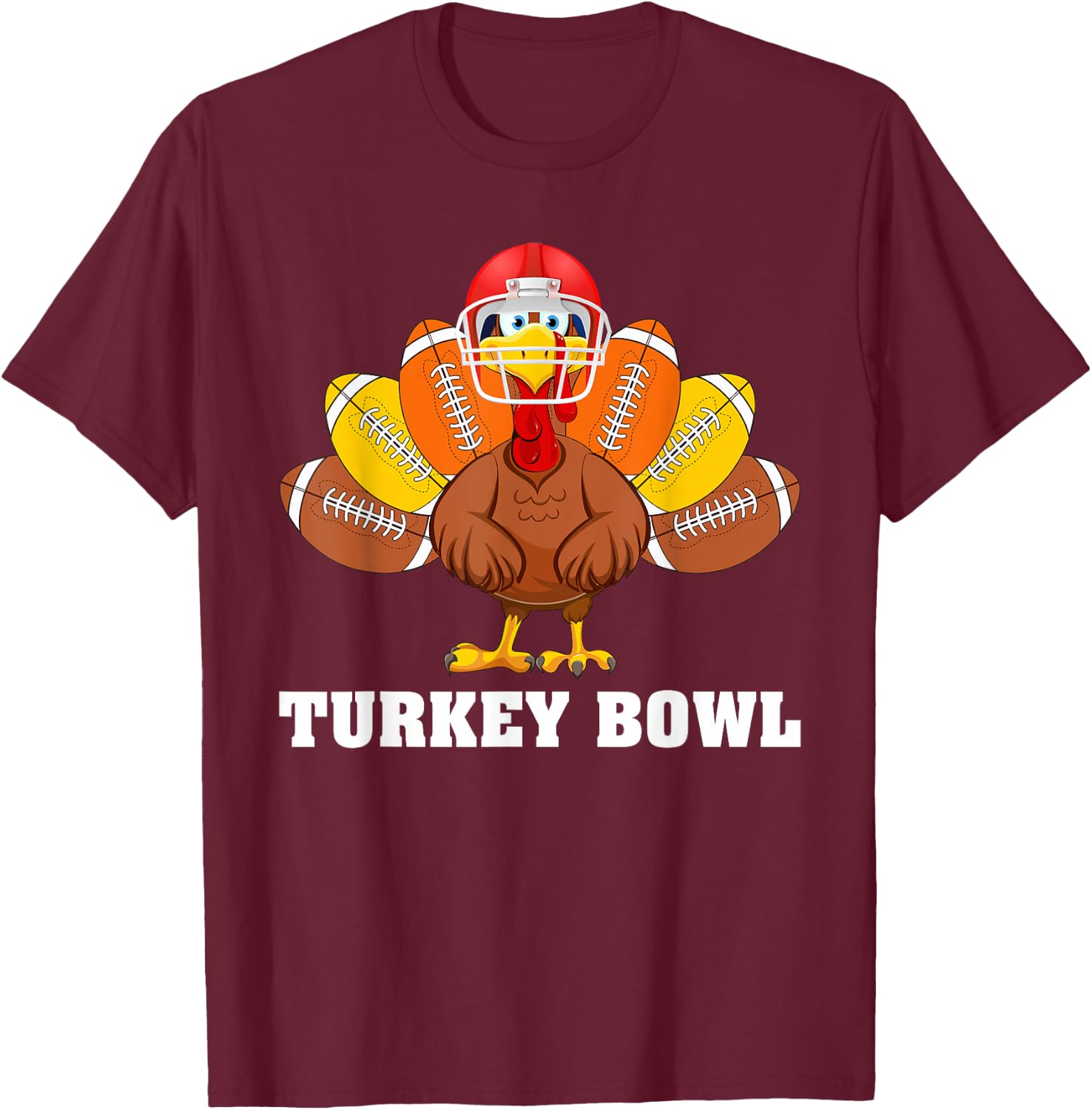 Funny Turkey American Football Bowl Thanksgiving T-Shirt - T-Shirt | Maroon