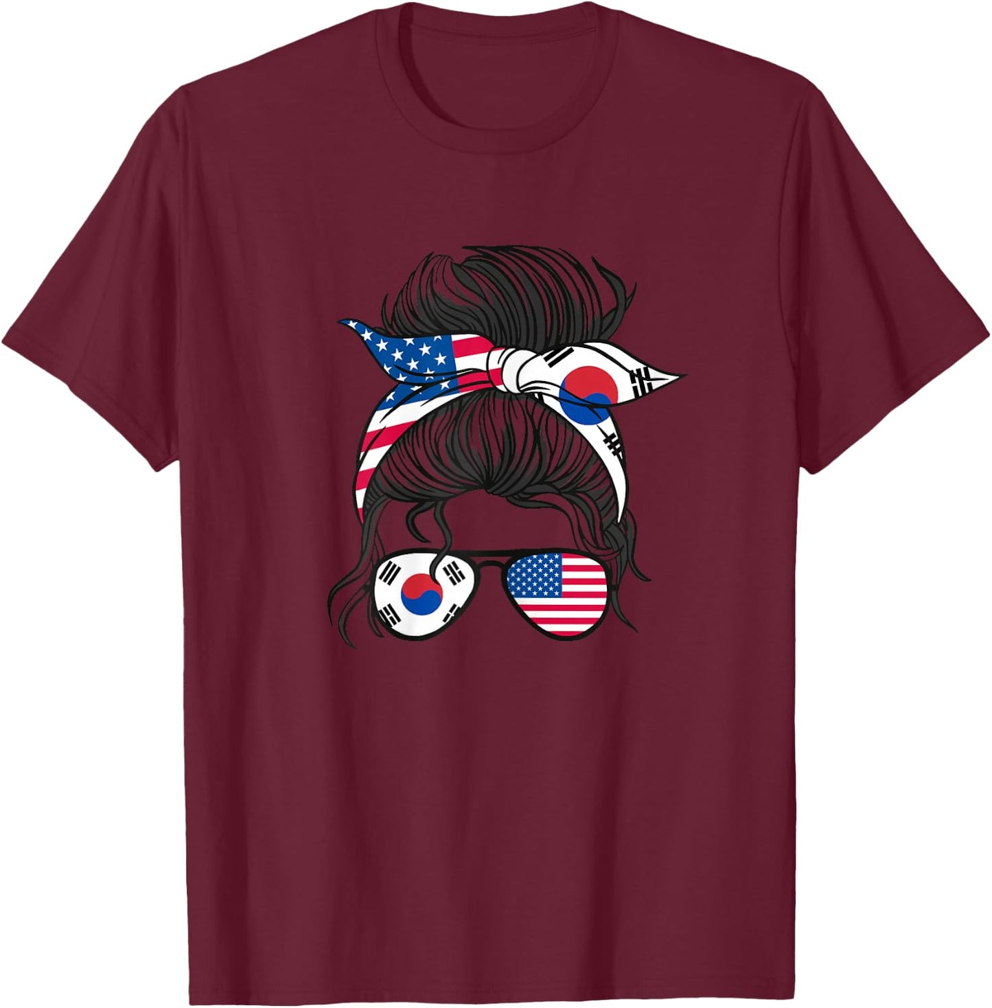 USA American south korean Girl T-Shirt - T-Shirt | Maroon