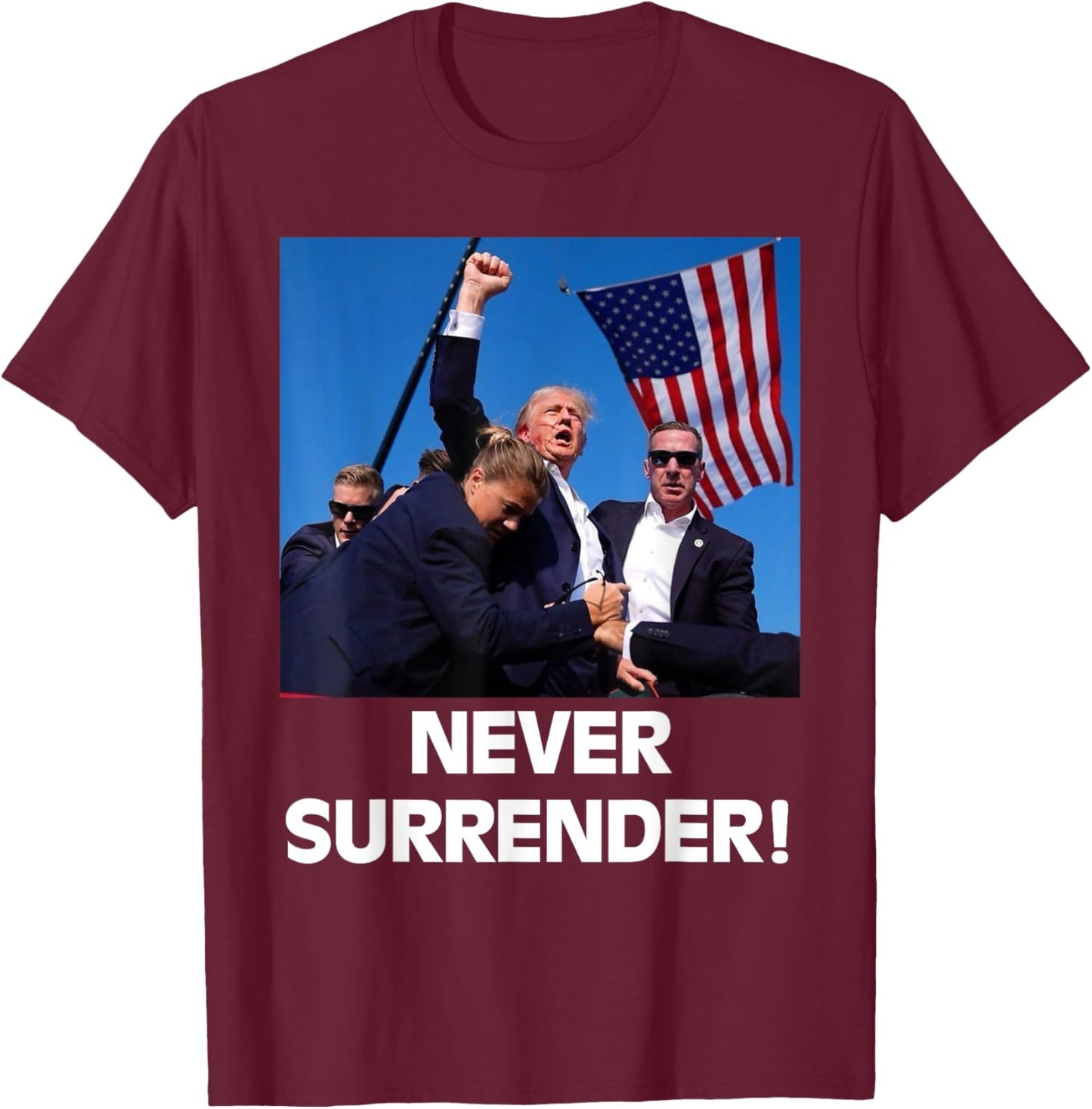 Pray for President Trump, Never Surrender ,God bless Trump T-Shirt - T-Shirt | Maroon