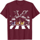 Cat Crosswalk Parody - Colorful Cats Crossing Road Funny T-Shirt - T-Shirt | Maroon