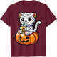 Kawaii Mummy Cat Drinking Boba Tea Halloween Pumpkin Men Women Kids T-Shirt - T-Shirt | Maroon