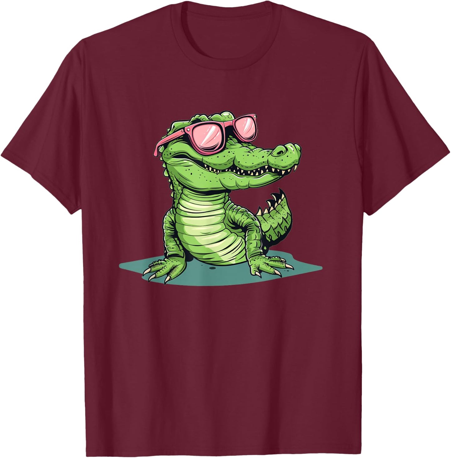 Funny pink Sunglasses Crocodile T-Shirt - T-Shirt | Maroon