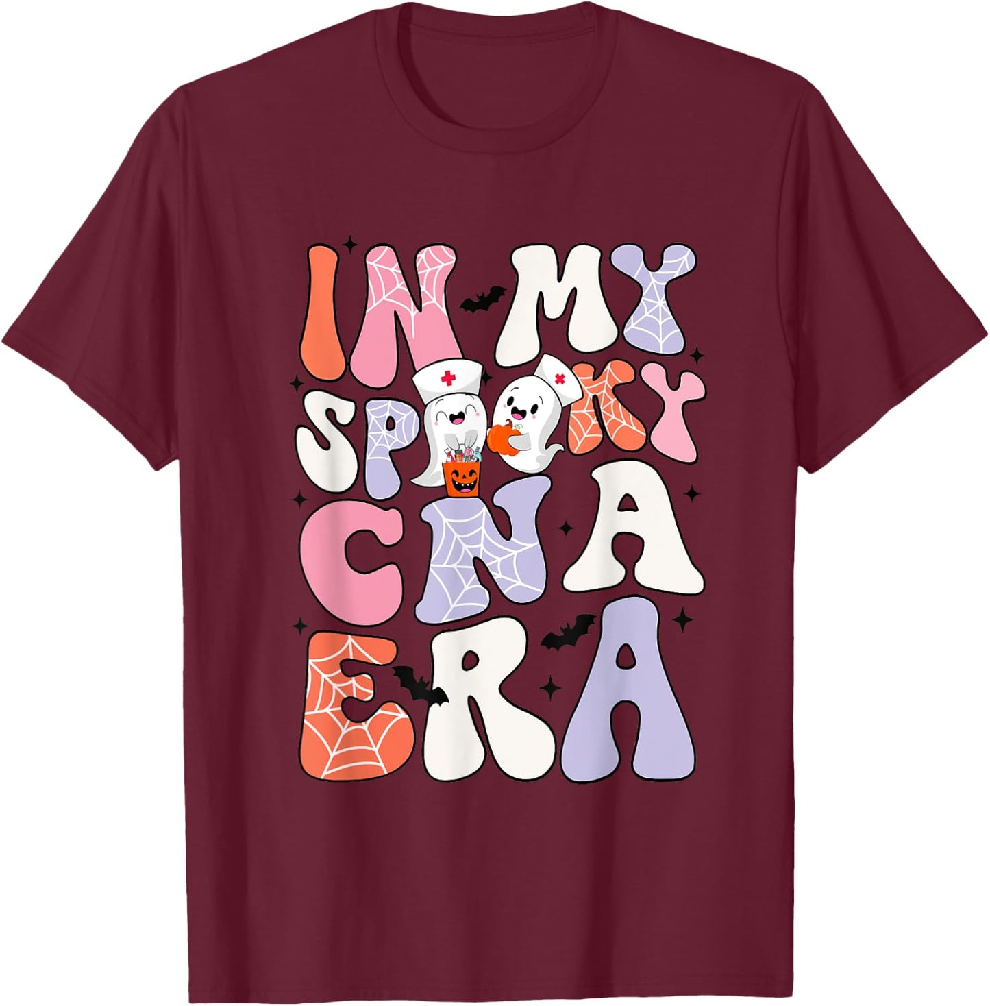 In My Spooky CNA Era Halloween Certified Nursing Assistants T-Shirt - T-Shirt | Maroon