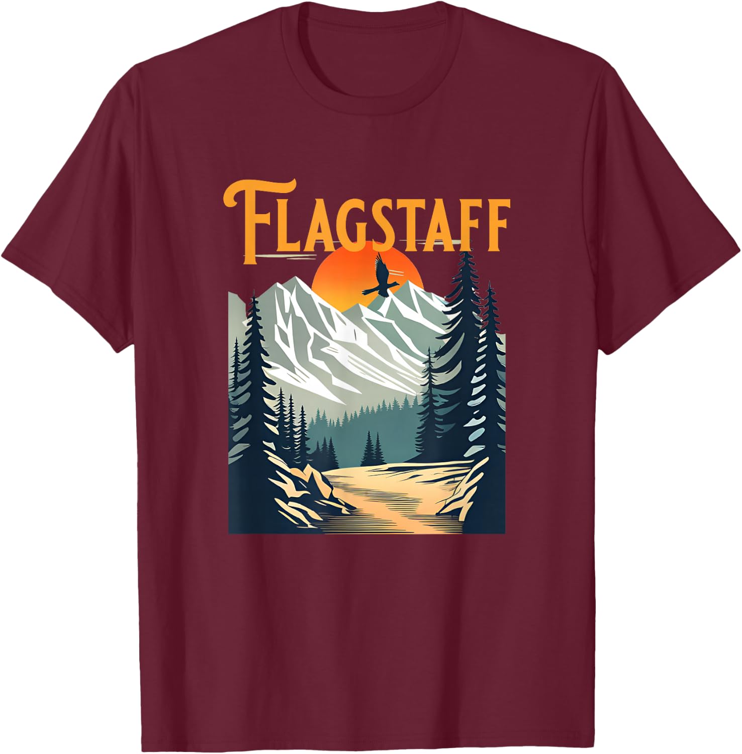 Vintage Flagstaff Souvenir Hiking T-Shirt - T-Shirt | Maroon